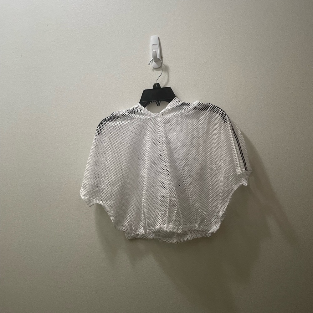 Brand new/White hooded fish net crop top